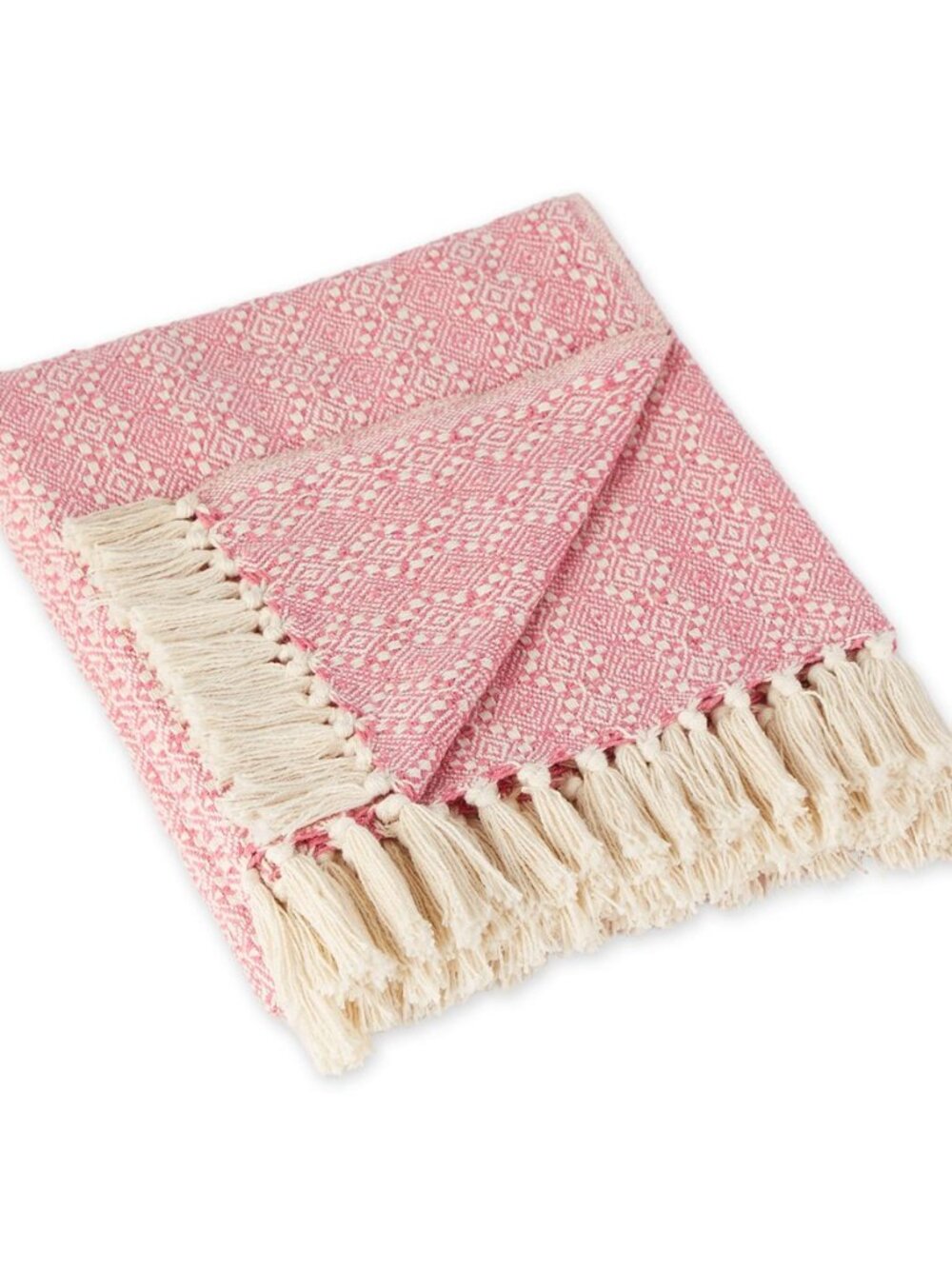 Diamond Stitch Woven Throw, Organic Modern, 50 x 60, Rose